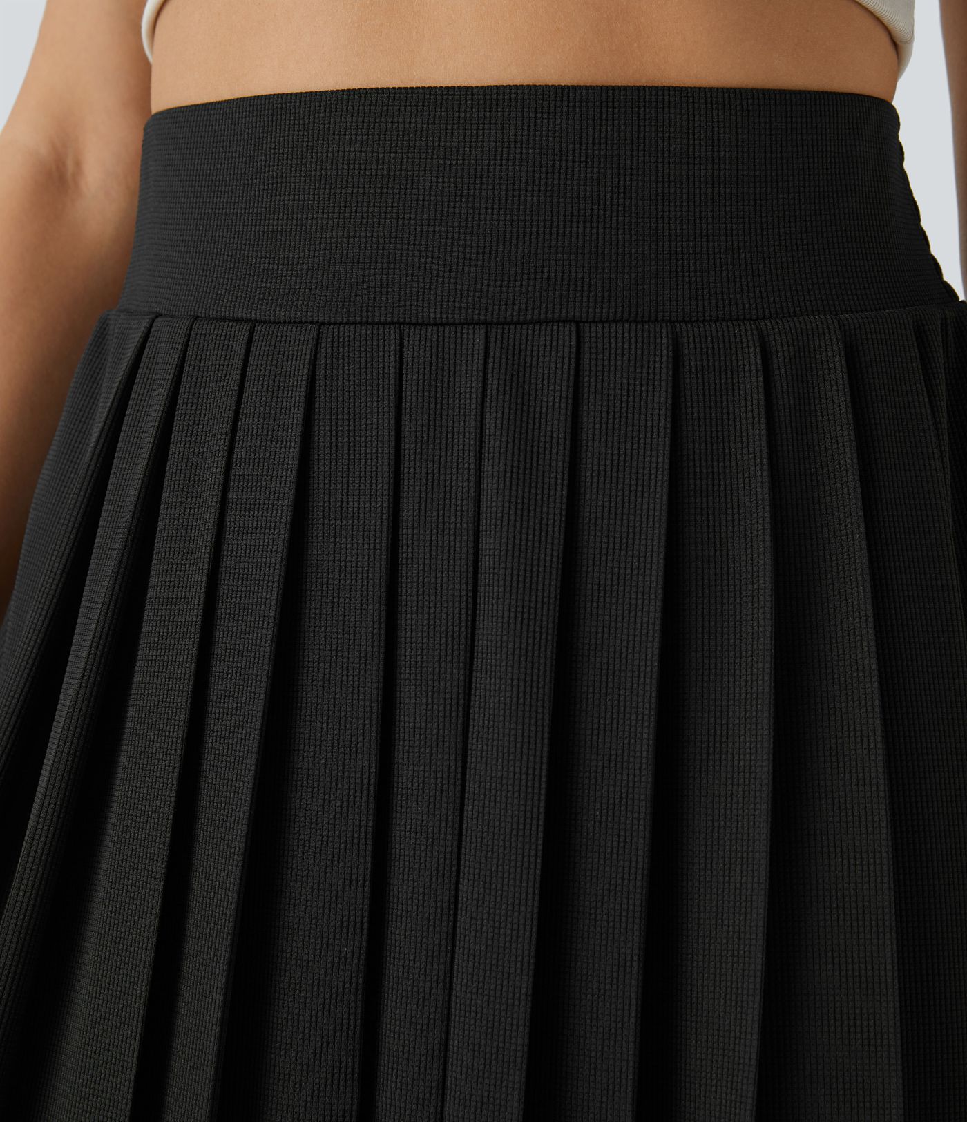 Falda gofre maxi fluida plisada bolsillo lateral tiro alto