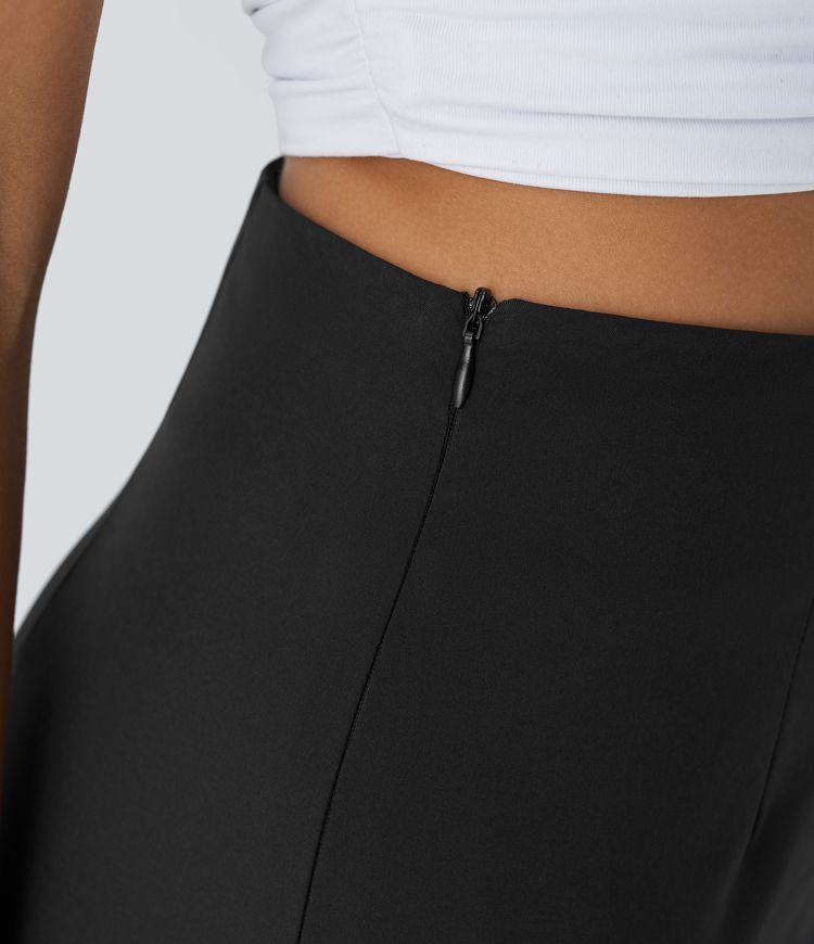 Breezeful™ Urlaubsrock mit hohem Bund, unsichtbarem Reißverschluss, Kontrastspitze und Schlitz - schnelltrocknend