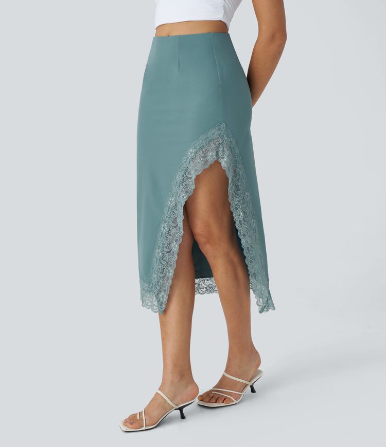 Falda Breezeful™ Resort secado rápido encaje contrastante abertura cremallera invisible tiro alto