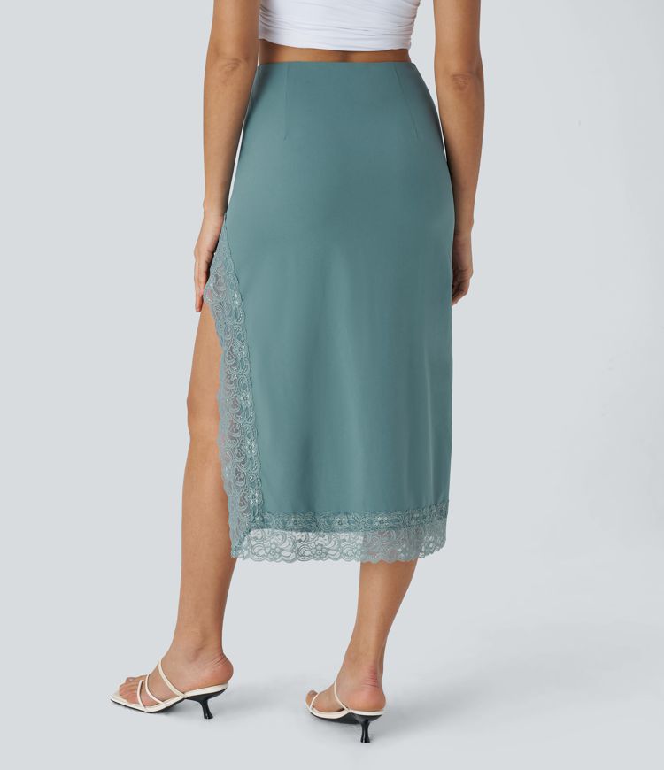 Falda Breezeful™ Resort secado rápido encaje contrastante abertura cremallera invisible tiro alto