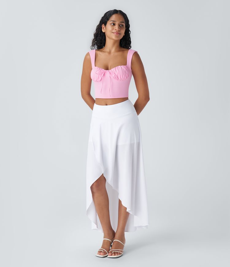 Sweetheart Neck Ruched Front Cropped Resort Camisole Top