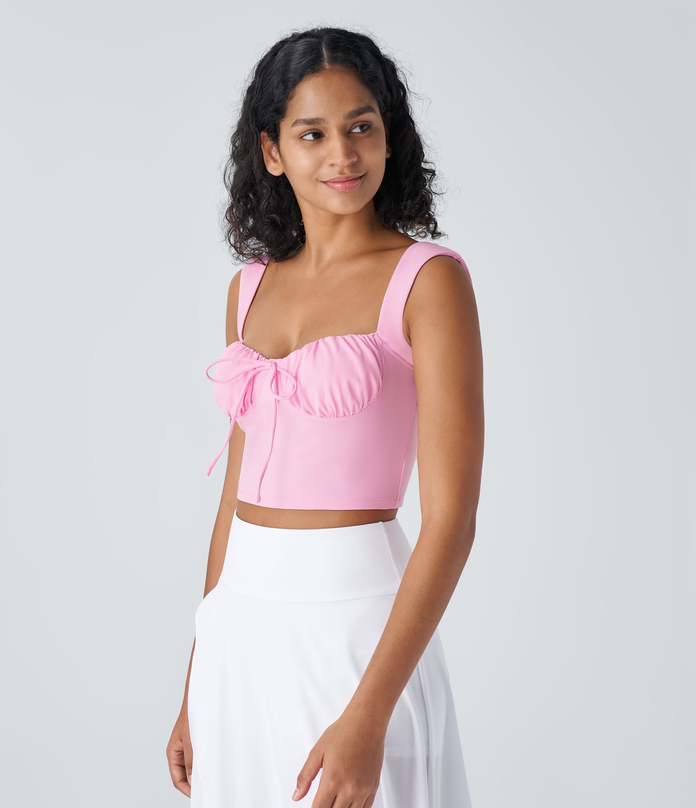 Sweetheart Neck Ruched Front Cropped Resort Camisole Top