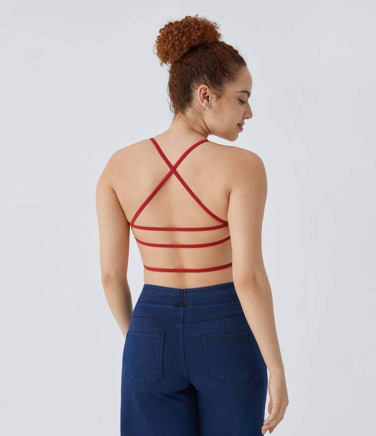 Softlyzero™ Plush Square Neck Backless Crisscross Cropped Casual Tank Vest Top