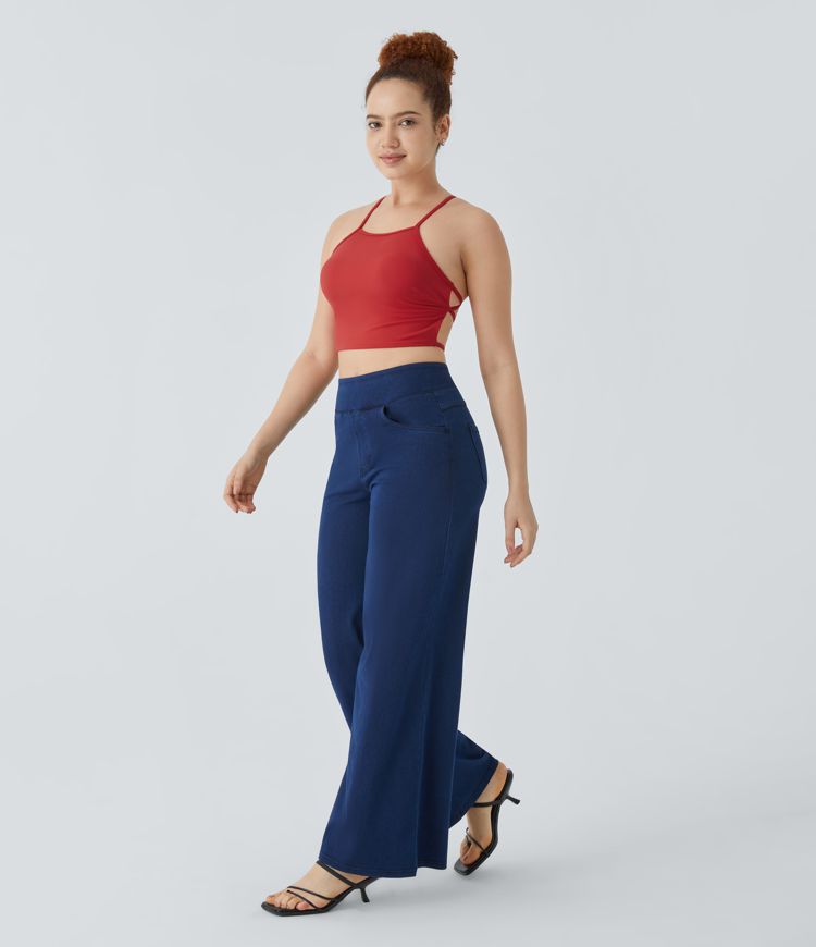 Softlyzero™ Plush Square Neck Backless Crisscross Cropped Casual Tank Vest Top