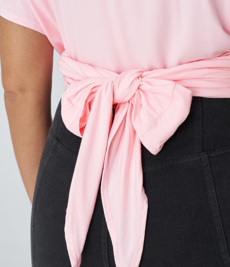 Top cuello V lazo espalda