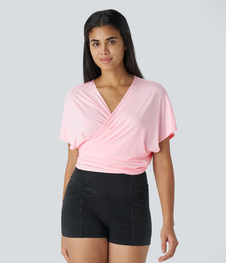 Top cuello V lazo espalda