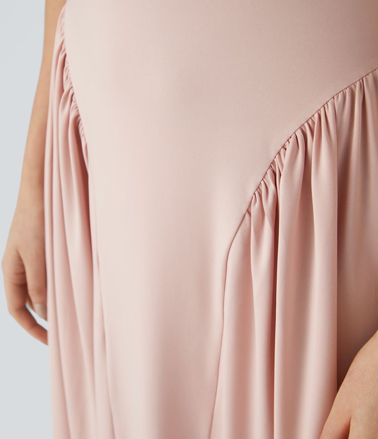 Square Neck Backless Maxi Bridesmaid and Wedding Guest Dress