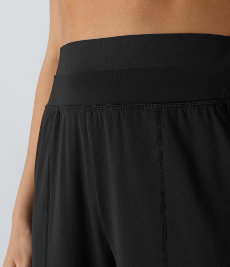 Pantalon de yoga Softlyzero™ Airy à taille haute, ceinture double épaisseur et poches latérales - UPF50+