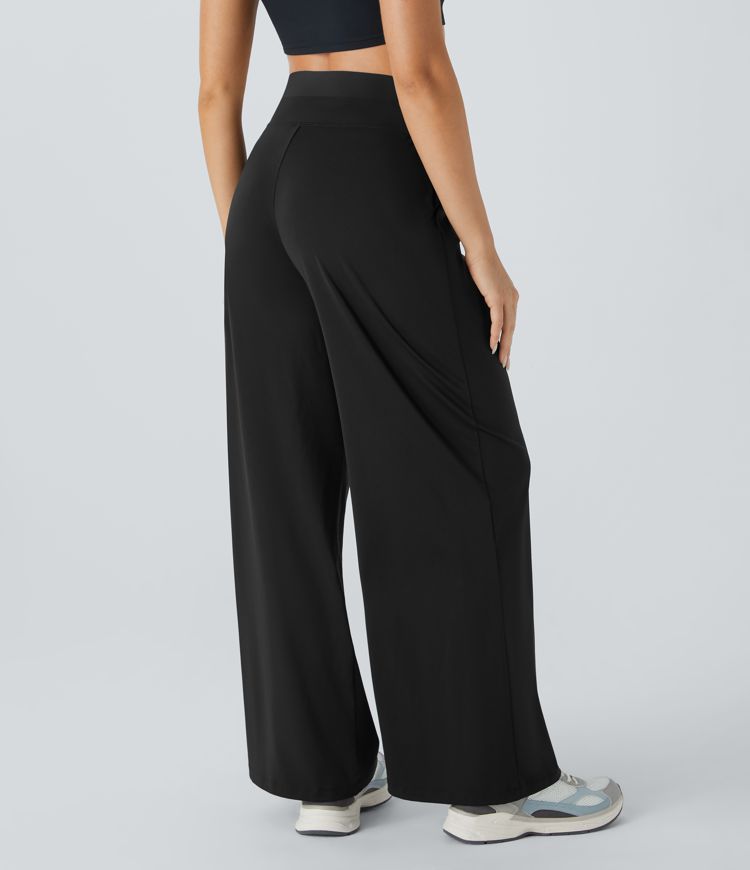 Pantalon de yoga Softlyzero™ Airy à taille haute, ceinture double épaisseur et poches latérales - UPF50+