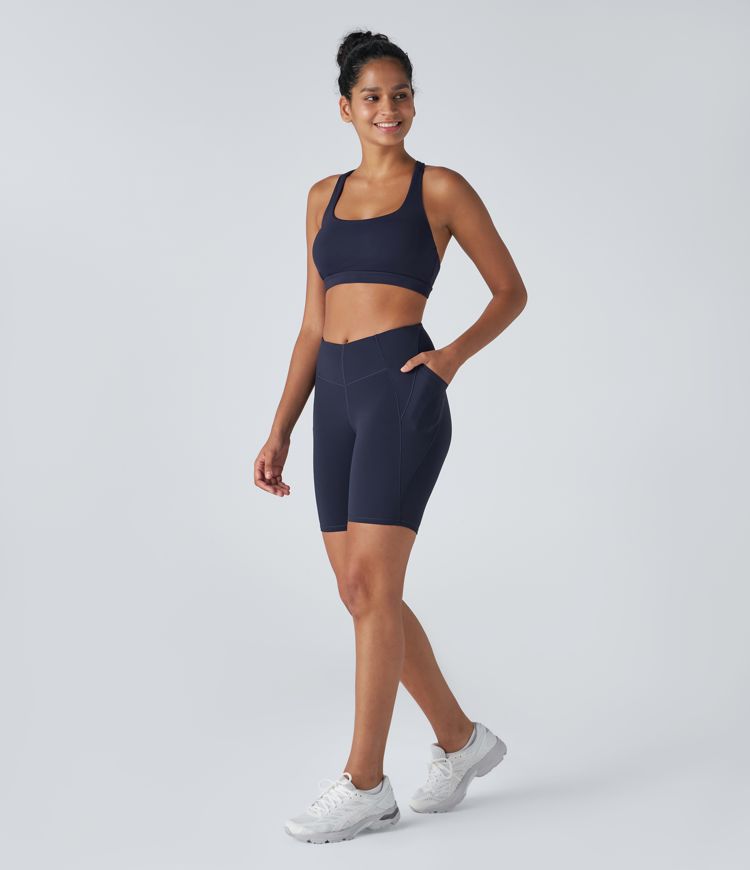 Pantalón corto SpeedWave™ ciclista entrenamiento secado rápido bolsillo lateral tiro alto forma V 17.5cm