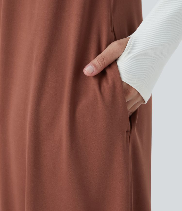 Hooded Button Front Sleeveless Side Pocket Drape Casual Jogger Jumpsuit