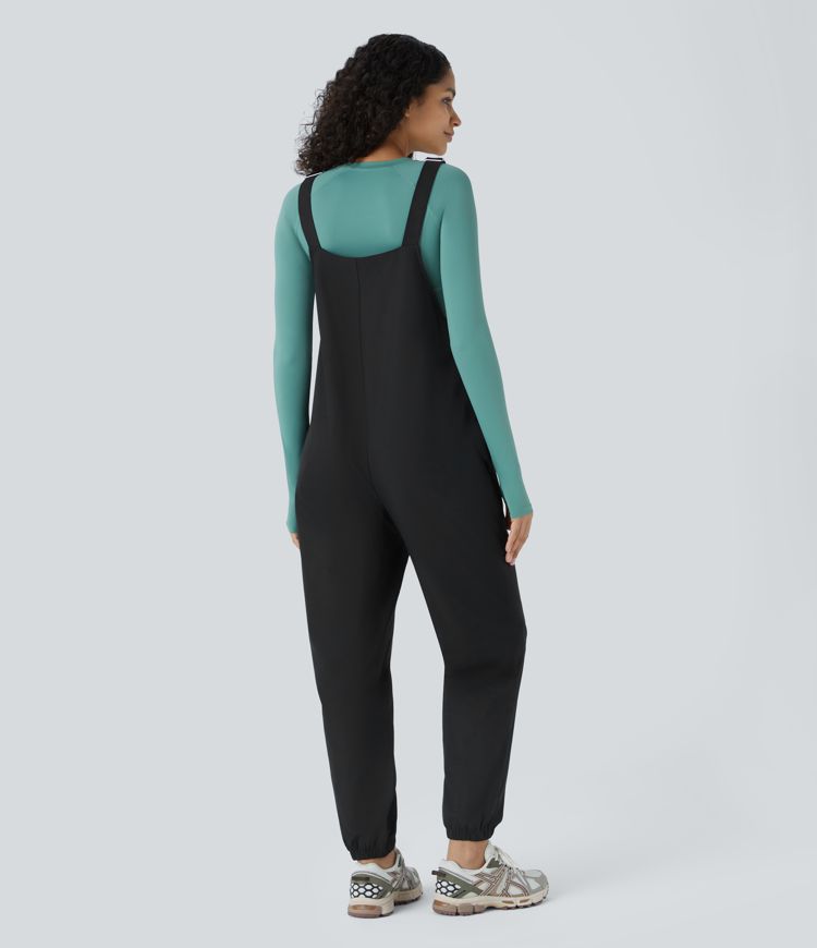 Water-repellent Abrasion-resistant Adjustable straps Multiple pockets Button-up hiking overalls