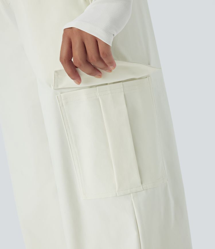 Joggers cargo correr senderismo tiro alto cordón múltiple bolsillo resistente desgaste repelente agua doble capa