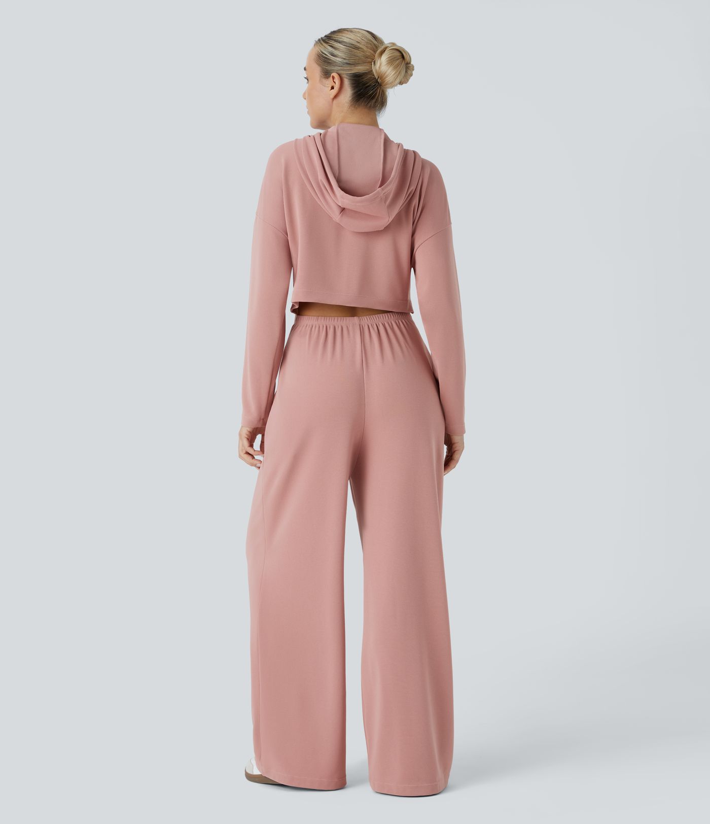 Hooded Drawstring Zipper Pocket Cut Out Waffle Casual Jumpsuit