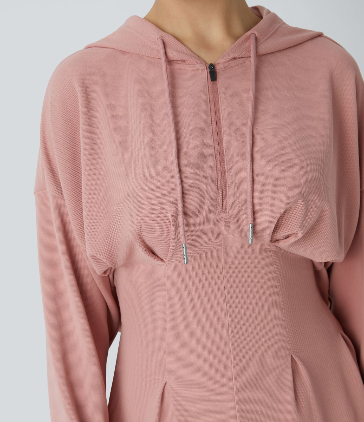 Hooded Drawstring Zipper Pocket Cut Out Waffle Casual Jumpsuit