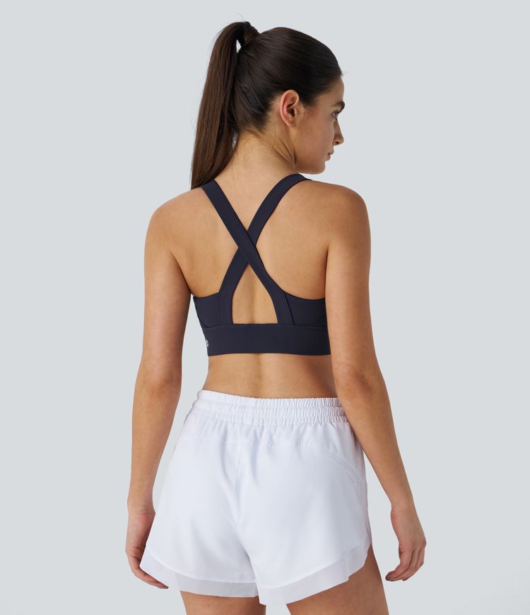 Sujetador deportivo SpeedWave™ entrenamiento secado rápido cremallera sin espalda cruzada sujeción media