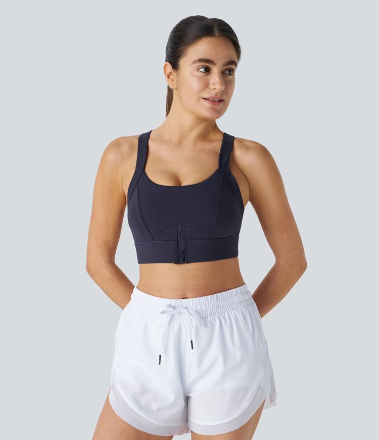 Sujetador deportivo SpeedWave™ entrenamiento secado rápido cremallera sin espalda cruzada sujeción media