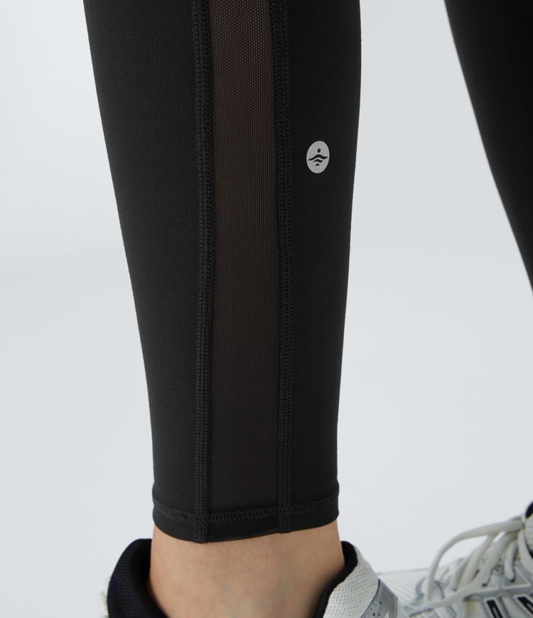 High Waisted Antislip Tummy Control Pocket Contrast Mesh Quick Dry 7/8 Workout Leggings