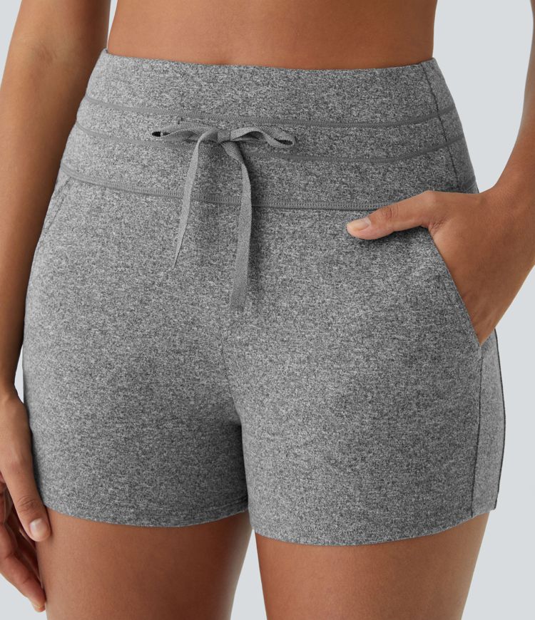 Pantalón Corto yoga fruncido bolsillo lateral tiro alto