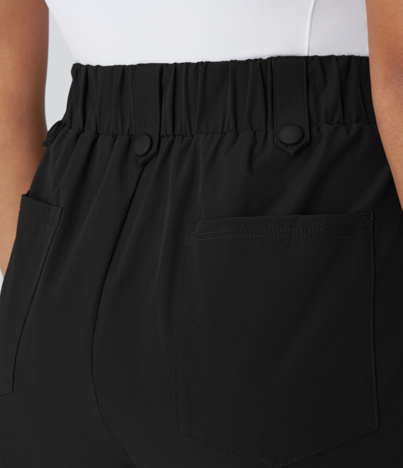 Short de randonnée imperméable à taille haute, plissé, avec poches et ourlet roulé