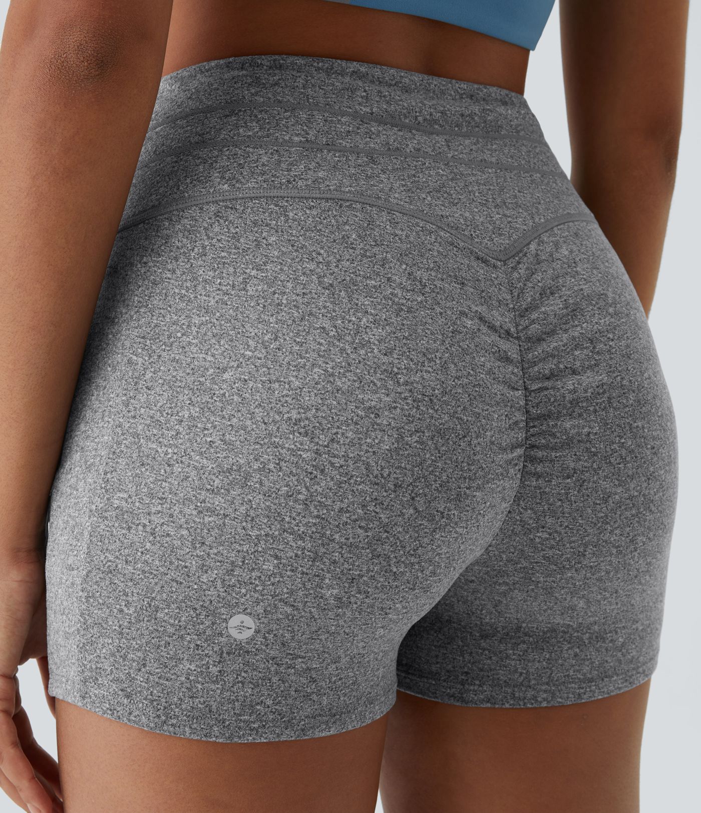 High Waist Drawstring Side Pocket Ruched Yoga Shorts