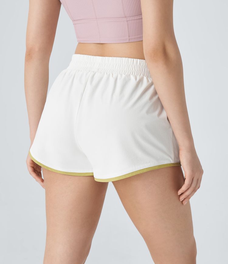 Reversible Mid Rise Pocket Color Block Workout Shorts