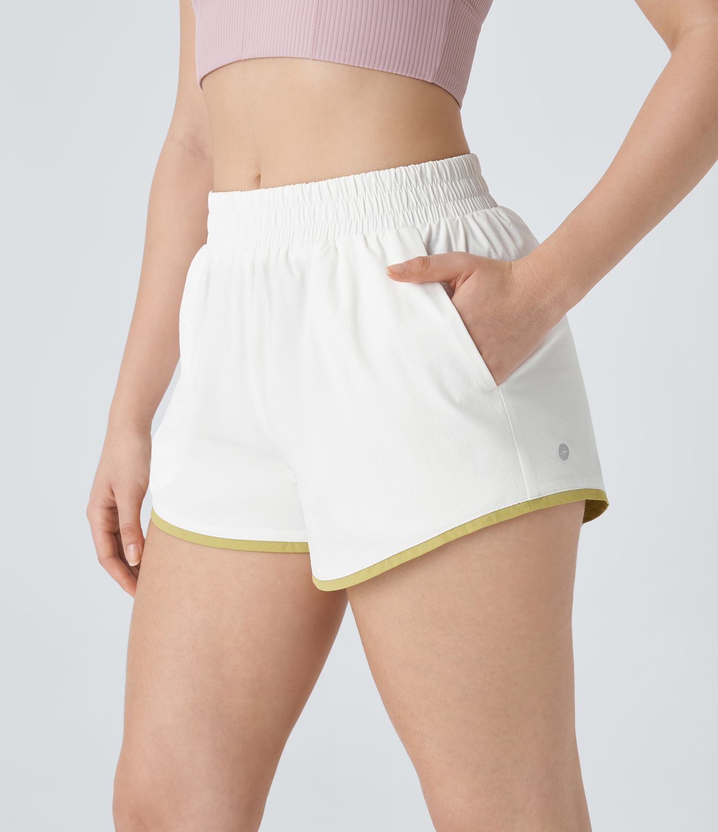 Reversible Mid Rise Side Pocket Colour Block Workout Shorts