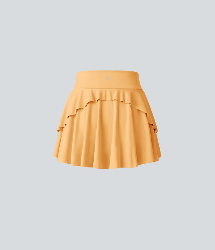 High Waisted 2-in-1 Pocket Flare Mini Tennis Skirt