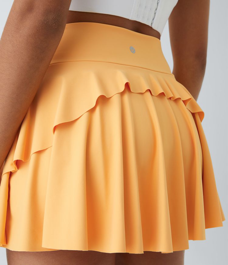 High Waisted 2-in-1 Pocket Flare Mini Tennis Skirt