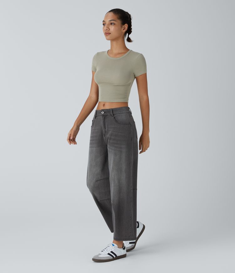 Jeans Halara Flex™ Denim elástico múltiple bolsillo cierre botón pierna cilíndrica