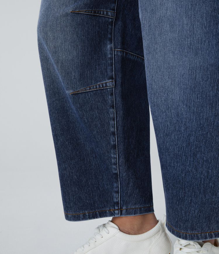 Jean décontracté Halara Flex™ taille basse avec bouton, fermeture éclair, multiples poches et jambes amples en maille extensible