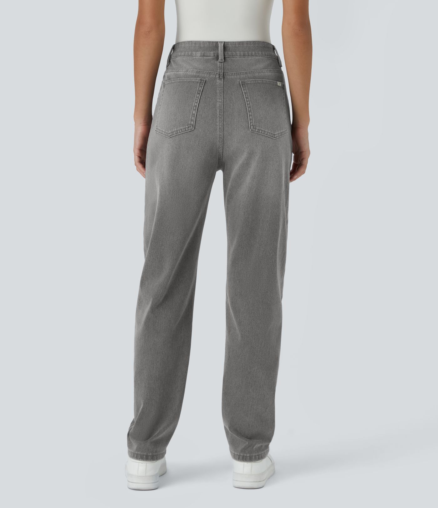 Halara Flex™ High Waisted Button Zipper Multiple Pockets Washed Stretchy Knit Casual Jeans