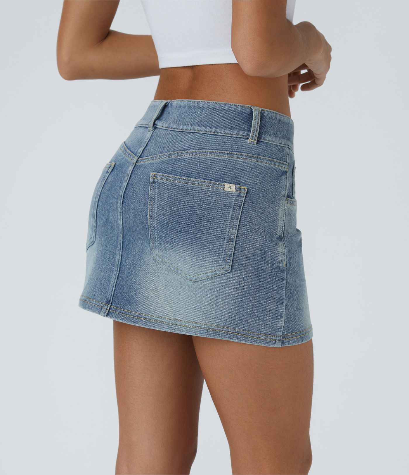 Falda Halara Flex™ Denim elástico ajustada múltiple bolsillo cierre botón tiro bajo