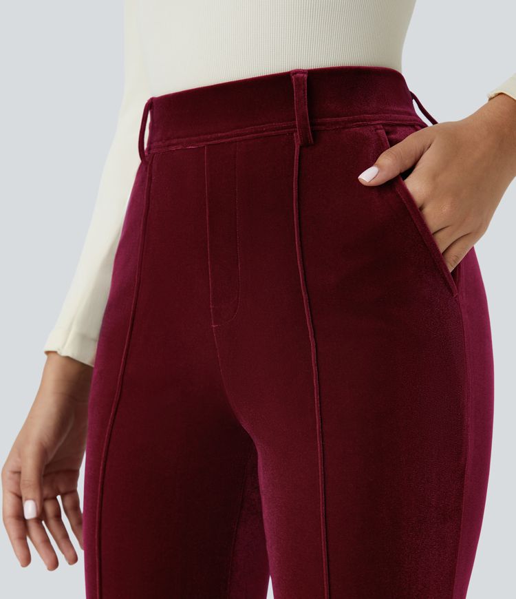 High Waisted Pocket Velvet Work Pants
