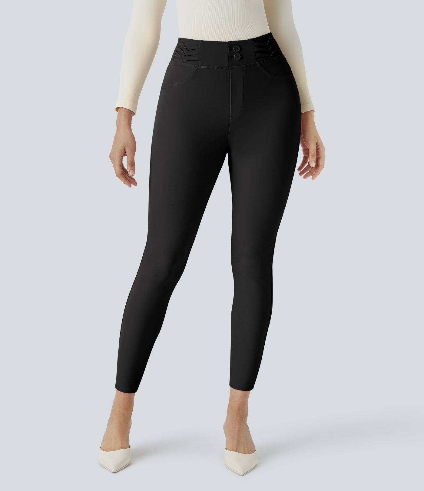 Pantalon tailleur ajusté taille haute avec poches décoratives Halara Flex™ DayStretch