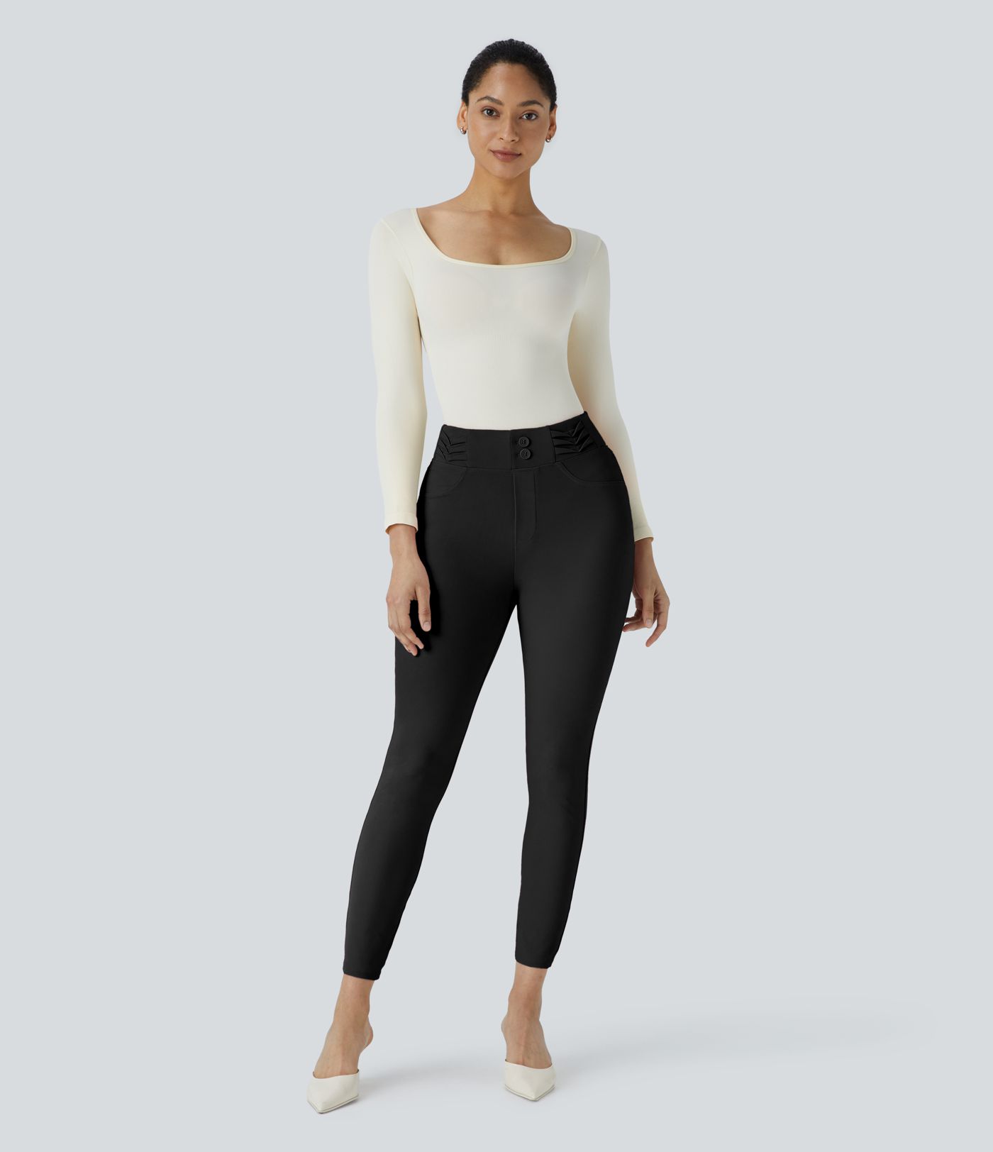 Pantalon tailleur ajusté taille haute avec poches décoratives Halara Flex™ DayStretch