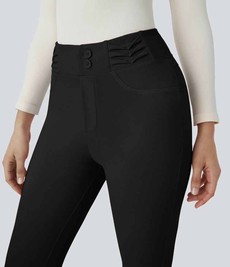 Pantalon tailleur ajusté taille haute avec poches décoratives Halara Flex™ DayStretch