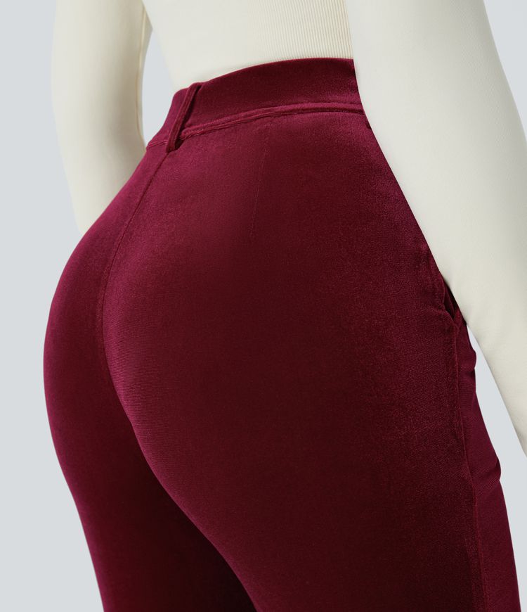High Waisted Pocket Velvet Work Pants