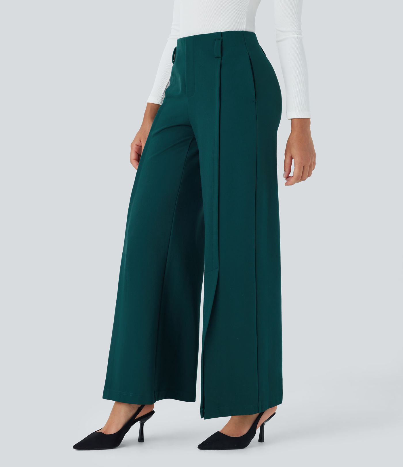 Pantalón Halara Flex™ oficina abertura pierna ancha bolsillo lateral tiro alto