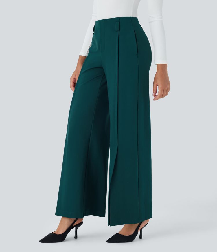 Pantalón Halara Flex™ oficina abertura pierna ancha bolsillo lateral tiro alto