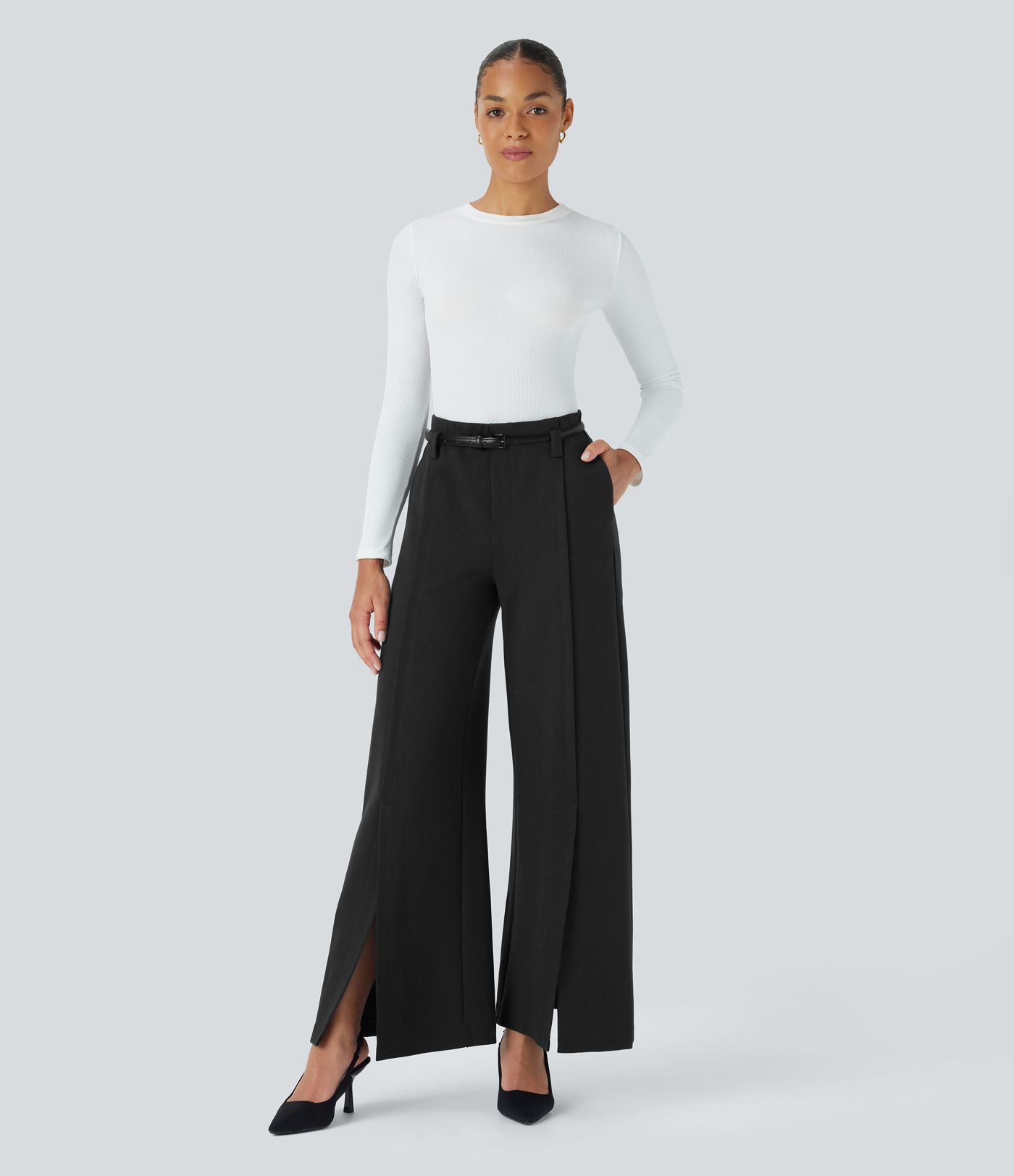 Halara Flex™ SculptKnit High Waisted Pocket Wide Leg Work Pants