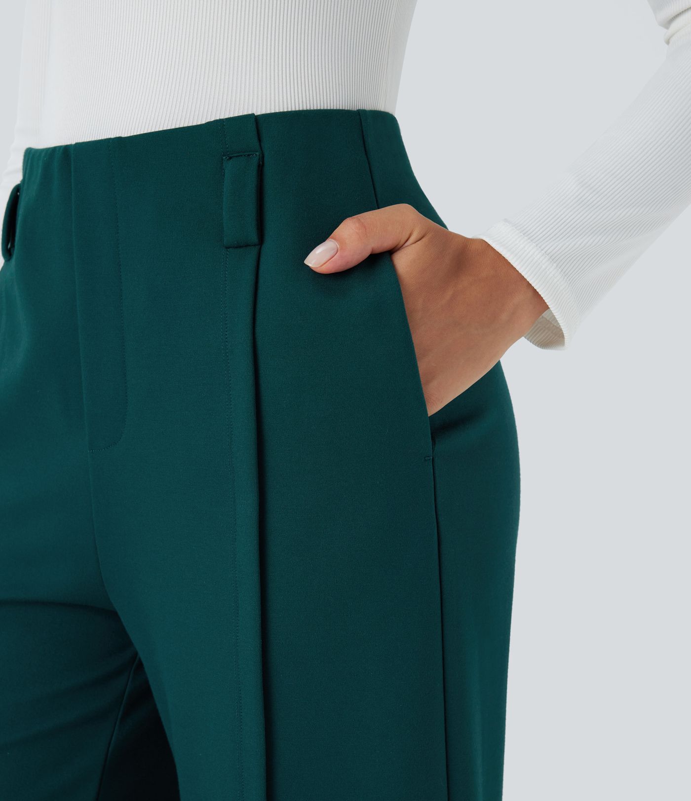 Pantalón Halara Flex™ oficina abertura pierna ancha bolsillo lateral tiro alto