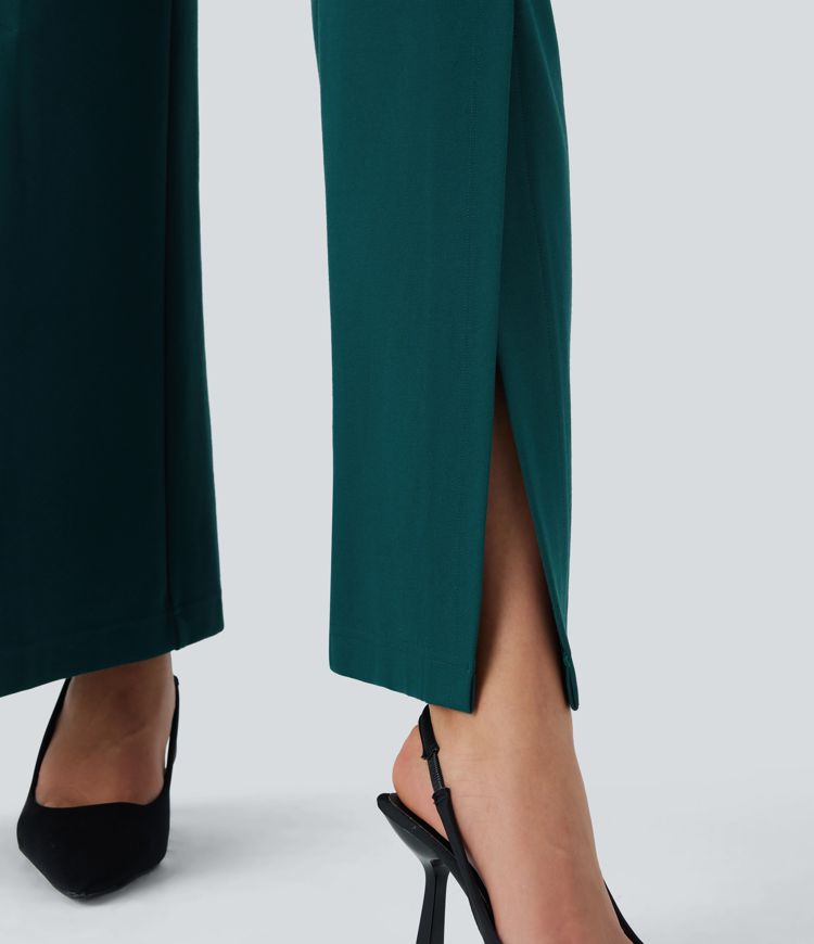 Pantalón Halara Flex™ oficina abertura pierna ancha bolsillo lateral tiro alto