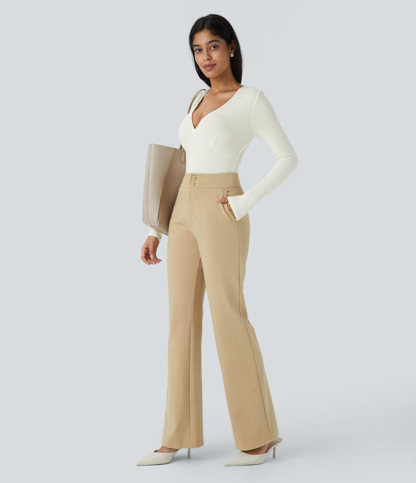 Halara Flex™ SculptKnit High Waisted Zipper Pocket Slim Fit Work Trousers