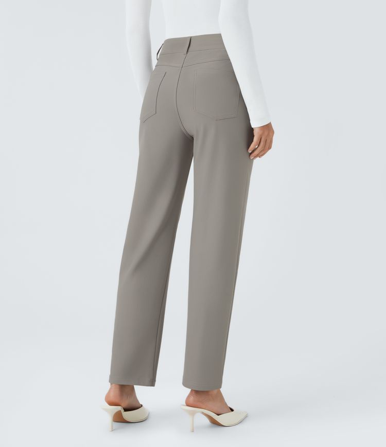 Halara Flex™ High Waisted Zipper Pockets Ankle Length Slim Twill Work Pants