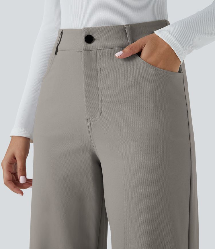 Halara Flex™ High Waisted Zipper Pockets Straight Leg Twill Work Pants