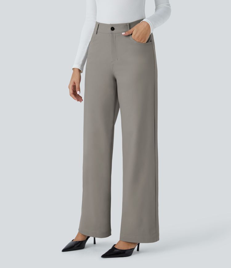 Halara Flex™ High Waisted Zipper Pockets Straight Leg Twill Work Pants