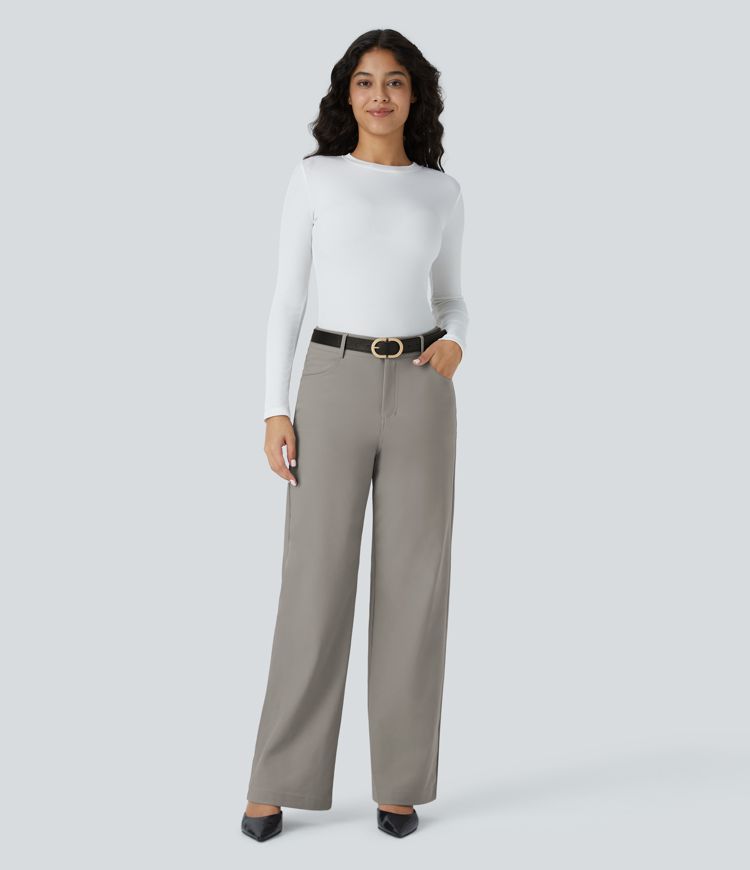 Halara Flex™ High Waisted Zipper Pockets Straight Leg Twill Work Pants