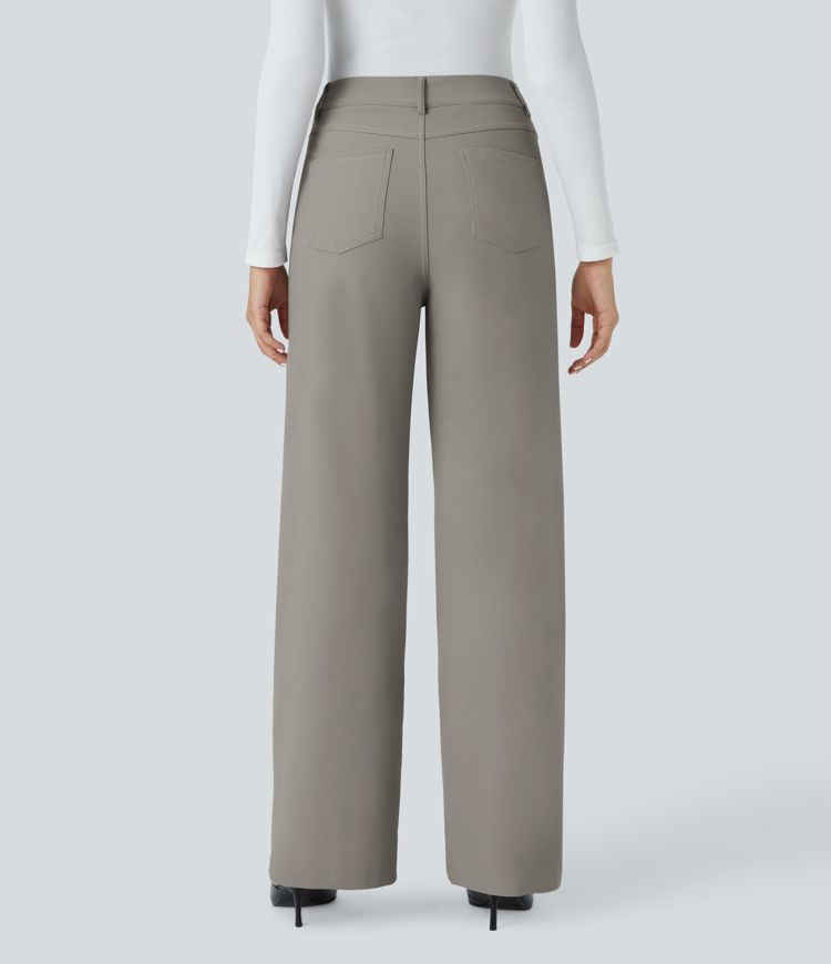 Halara Flex™ High Waisted Zipper Pockets Straight Leg Twill Work Pants