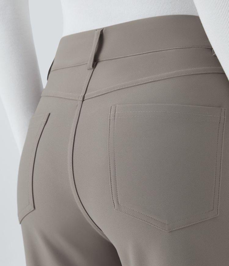 Halara Flex™ High Waisted Zipper Pockets Ankle Length Slim Twill Work Pants